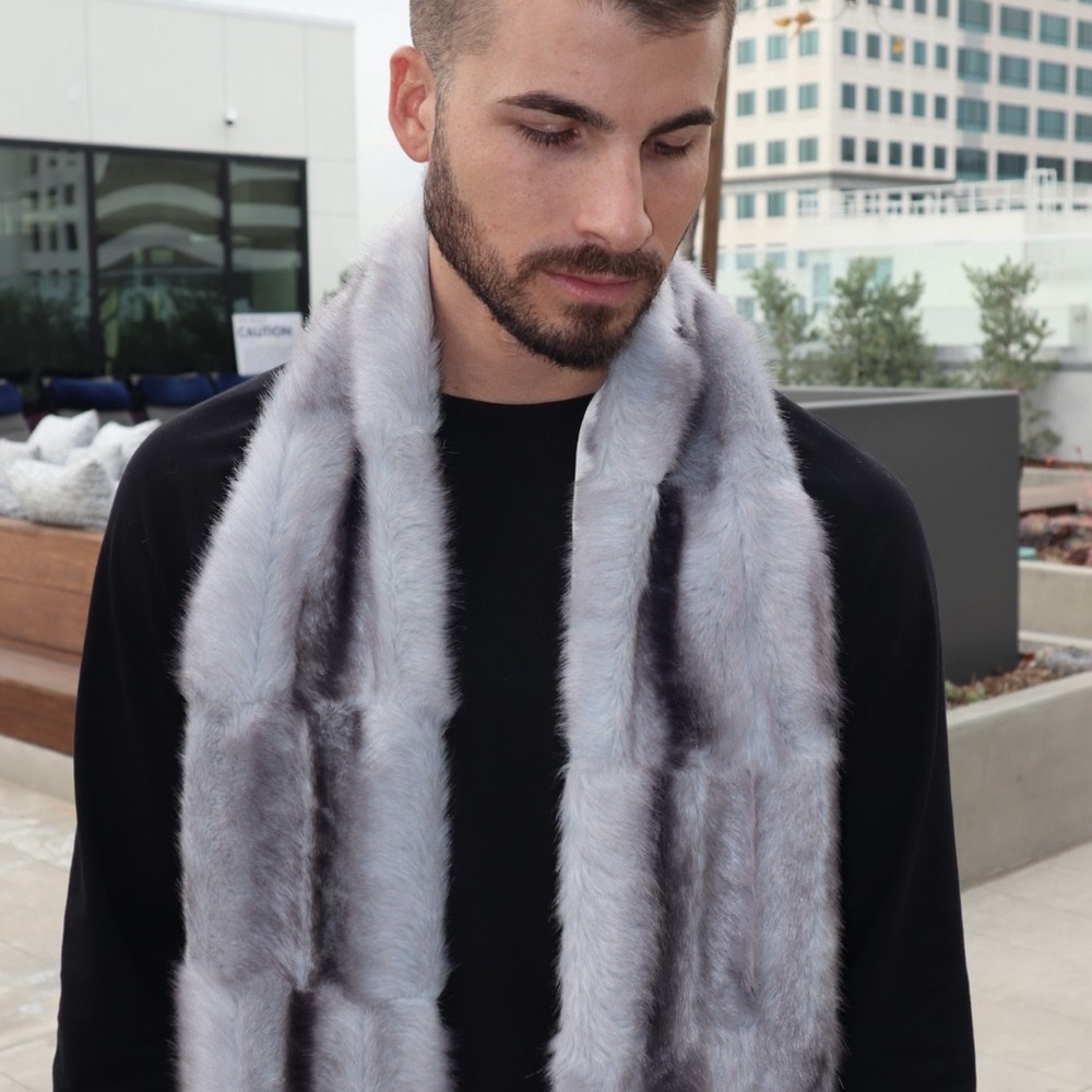 UNISEX Stylish Silver Faux Fur Scarf